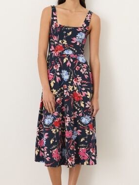 NWOT Pact Fit-and-Flare Square Neck Dress in Dayspring Blooms - Sold Out On Site